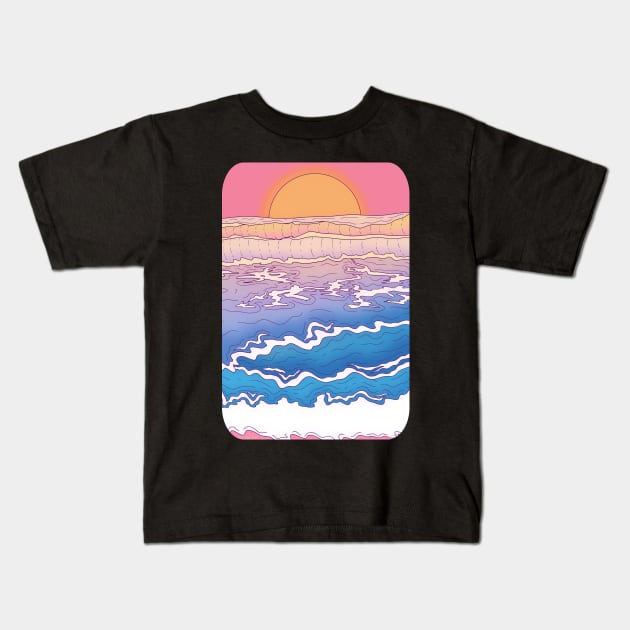 Sunset ocean Kids T-Shirt by Swadeillustrations